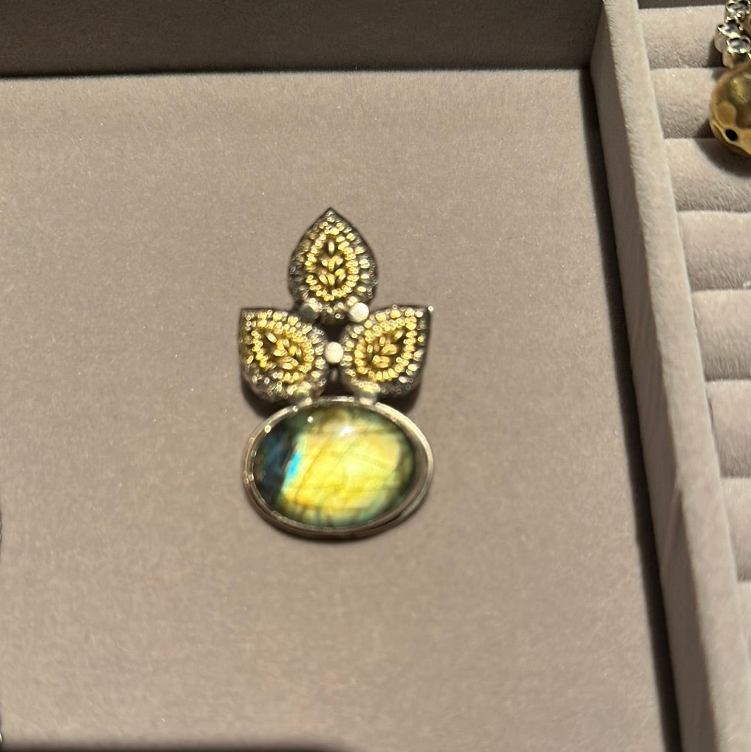 Golden leaf Labradite Earrings