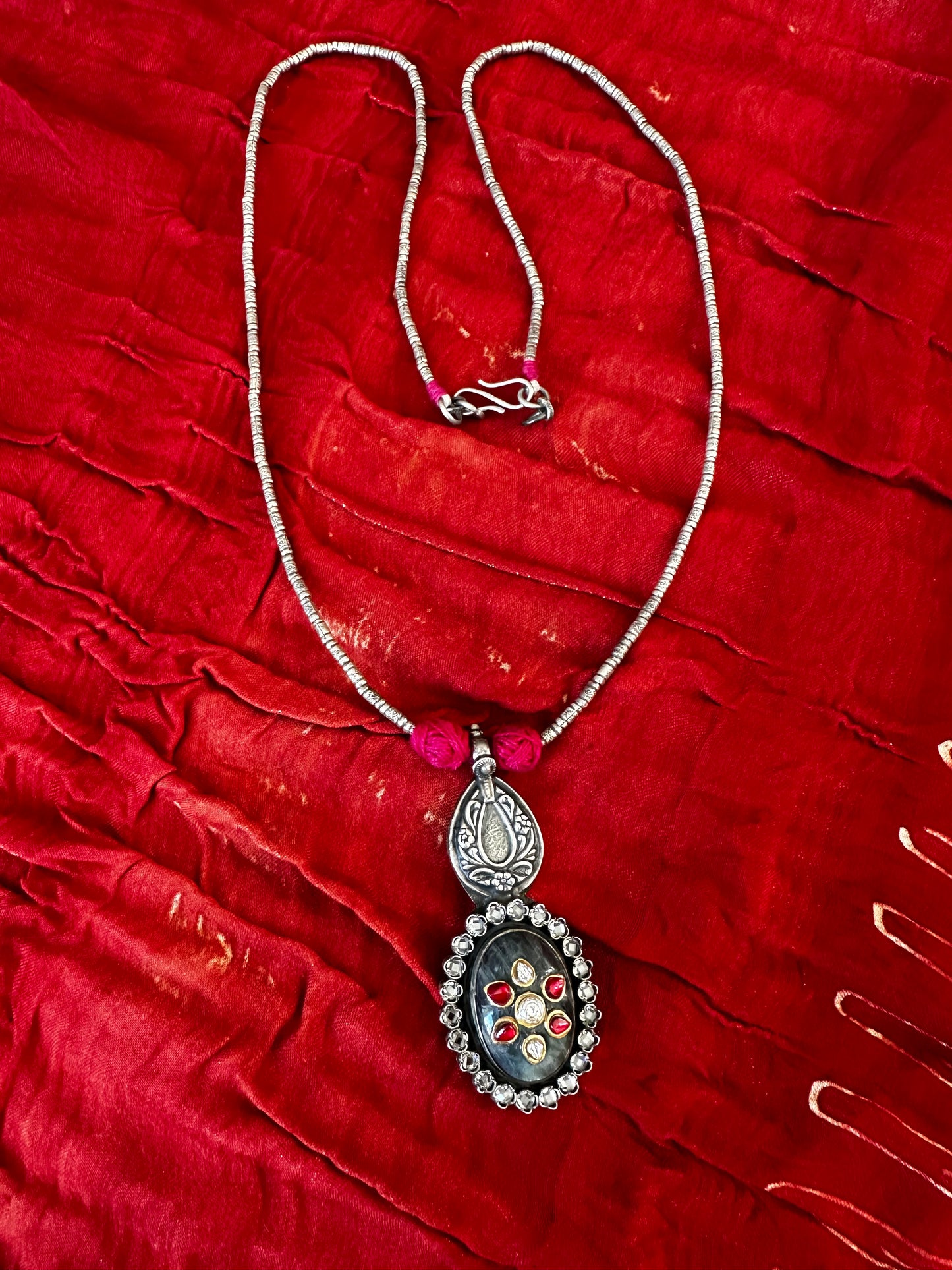 Labradorite Necklace with Evil Eye