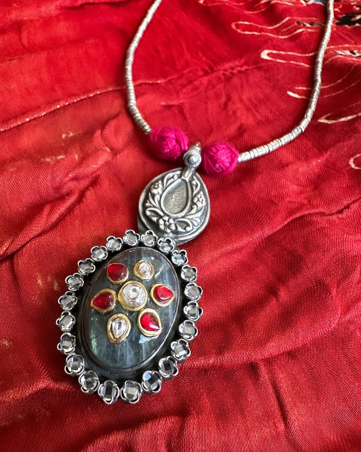 Labradorite Necklace with Evil Eye