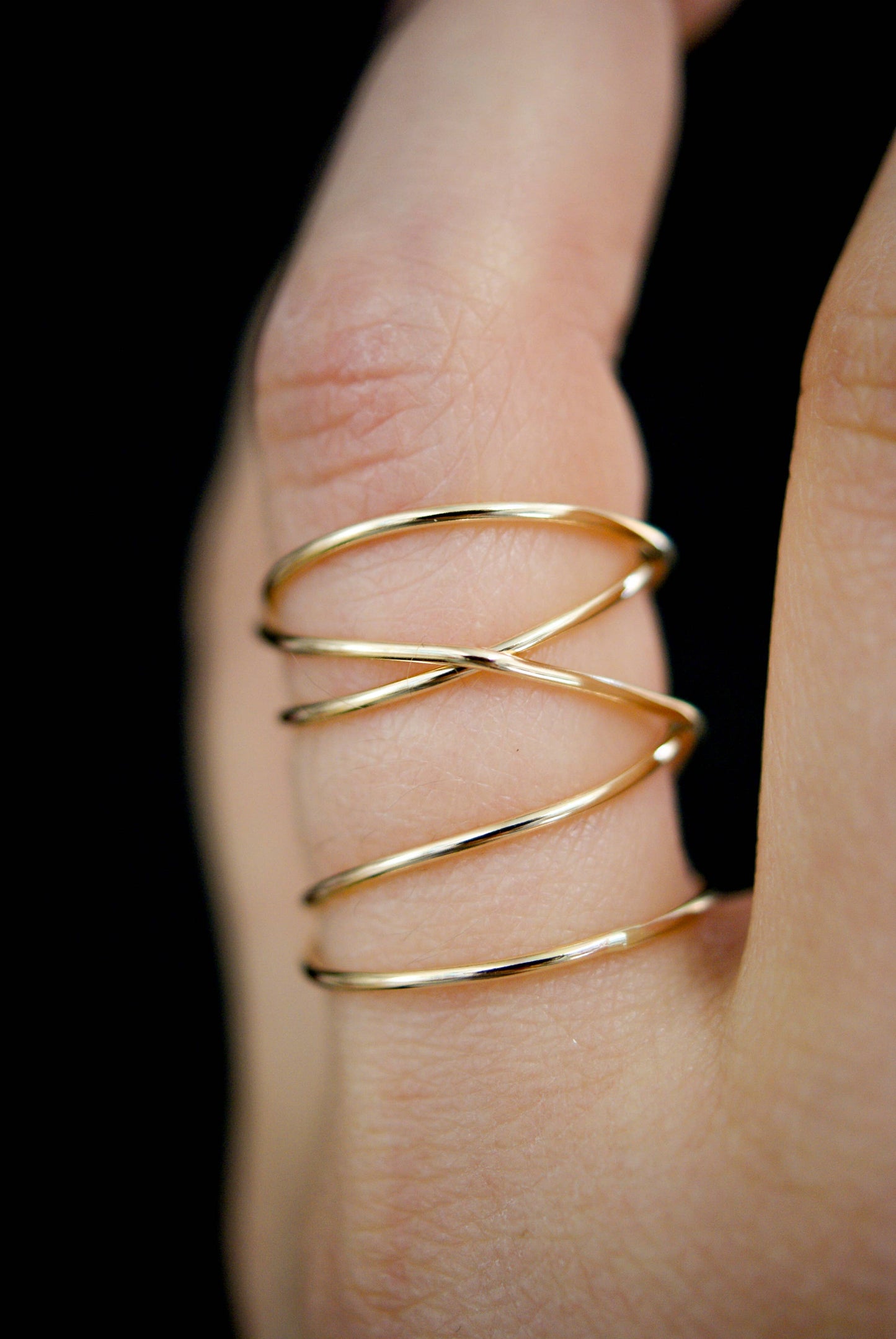 Extra Large Wraparound Ring, Thin, 14K Gold Fill