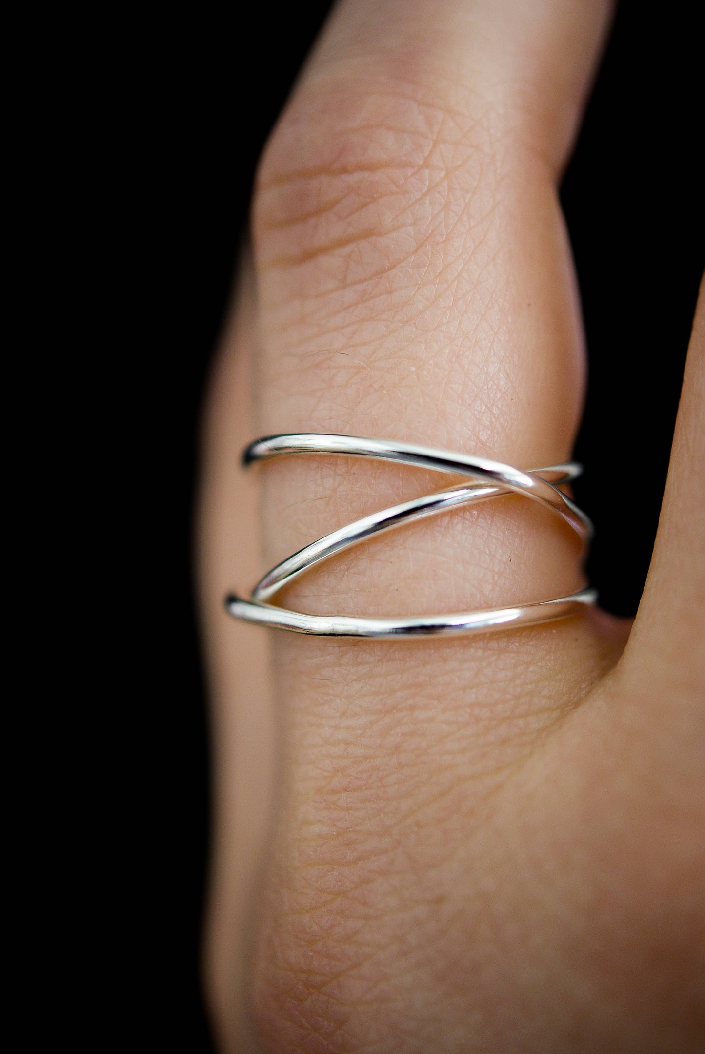 Small Thick Wraparound Ring, Sterling Silver