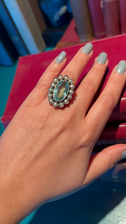 Aquamarine Hydro Stone Ring