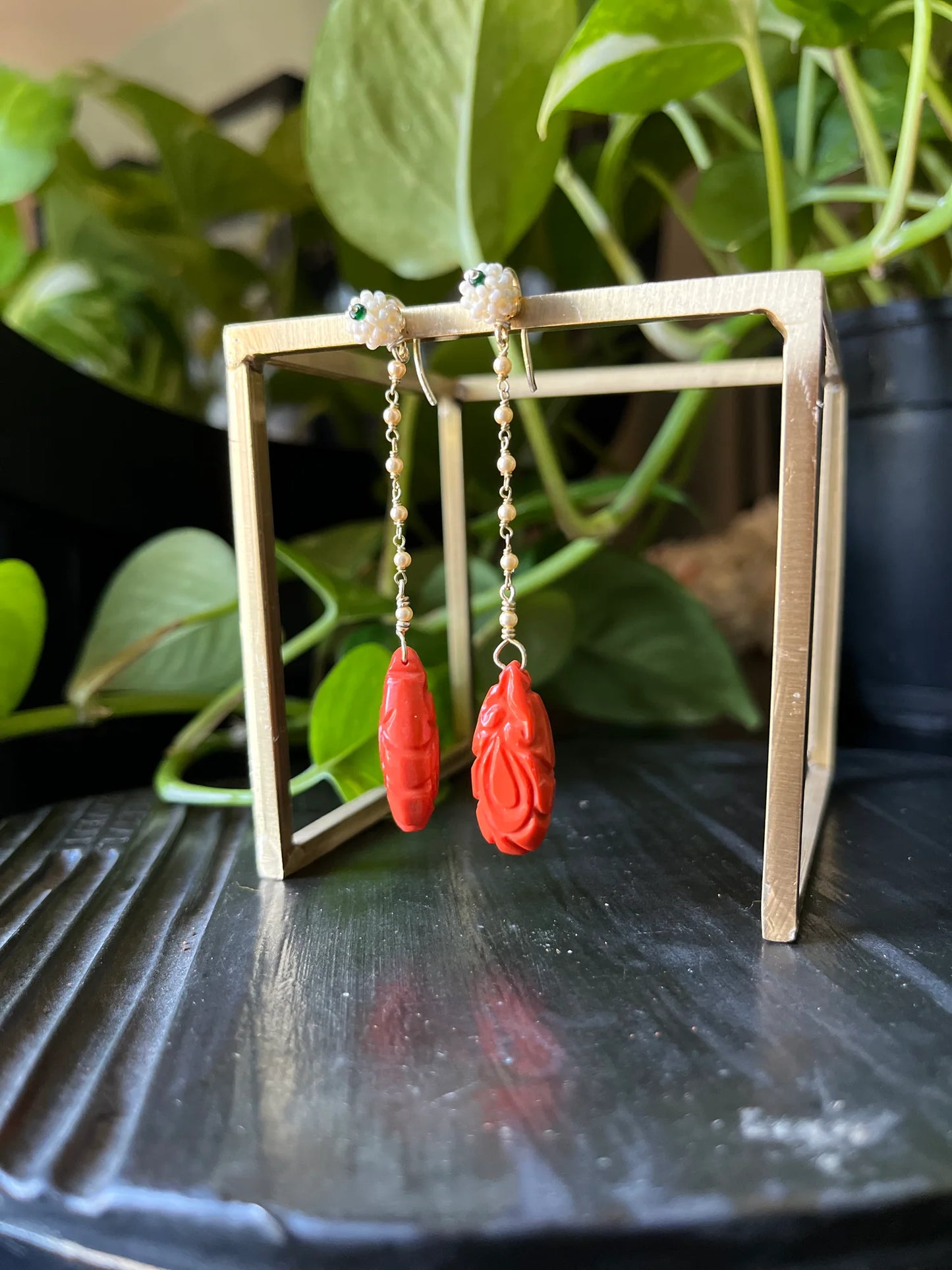 Lehar coral earrings