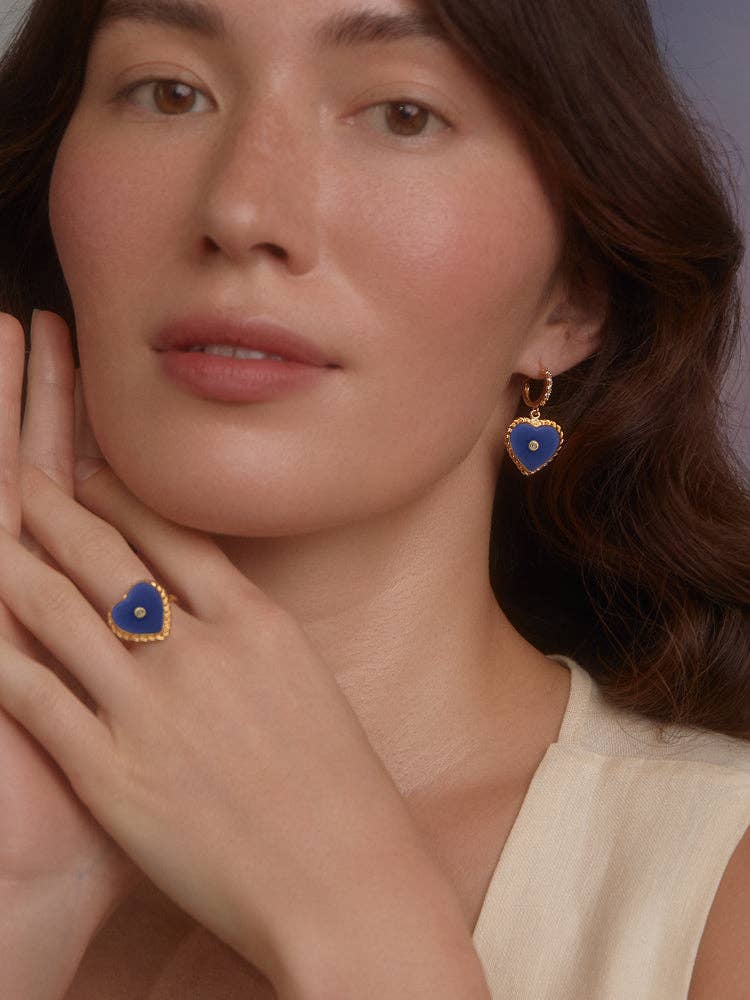 Lovelight Gold-Plated Blue Heart Hoop Earrings