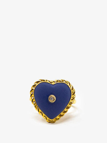 Lovelight Gold-plated Blue Heart Stacking Ring