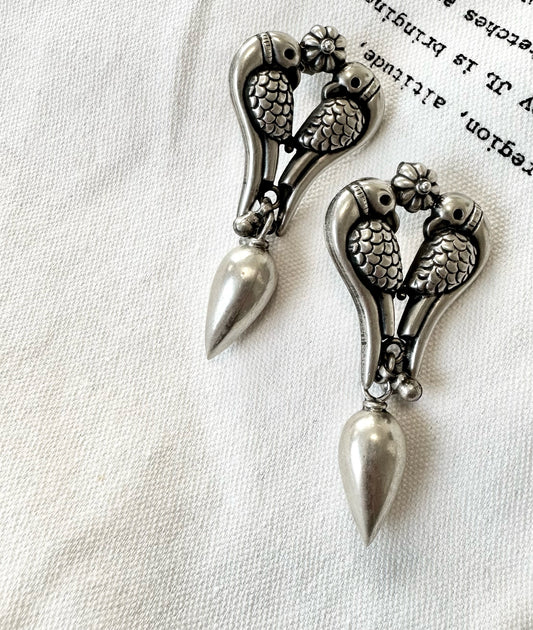 Dualari Dual Parrot Matte Drop Earrings