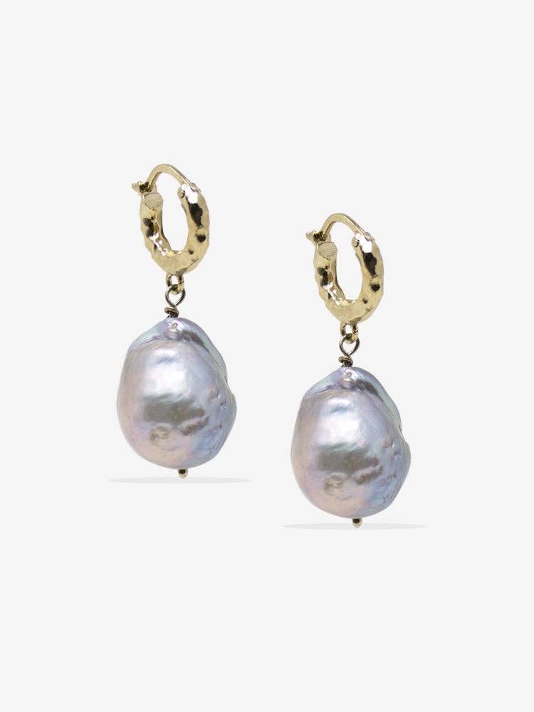 Partenope Grey Pearl Hoop Earrings