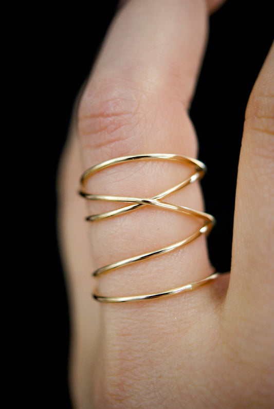 Extra Large Wraparound Ring, Thin, 14K Gold Fill
