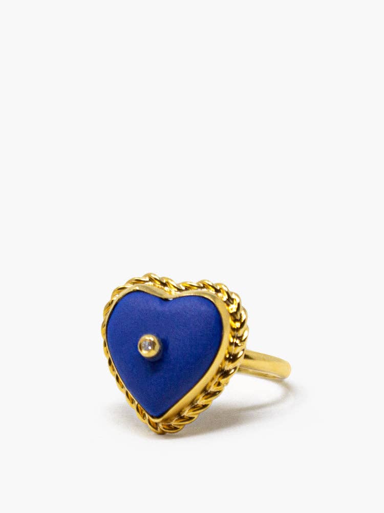 Lovelight Gold-plated Blue Heart Stacking Ring